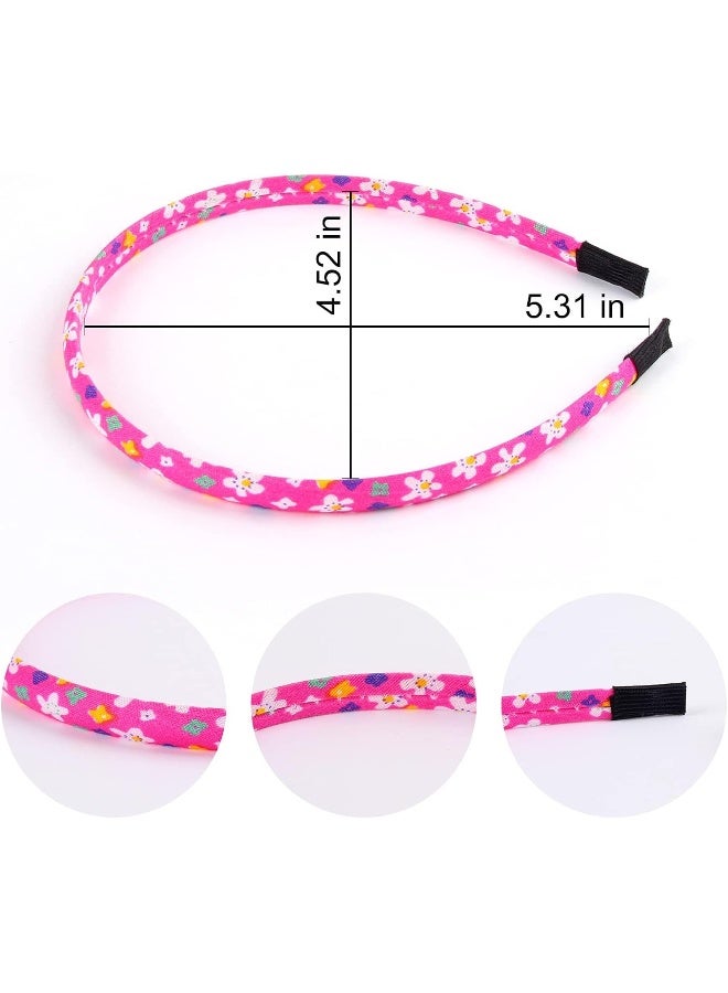 Fishdown Headbands for Girls, 12Pcs Thin Headbands for Kids Children Hairbands for Toddler Floral Cloth Fabric Covered Headband Birthday Party Favors - Image 2